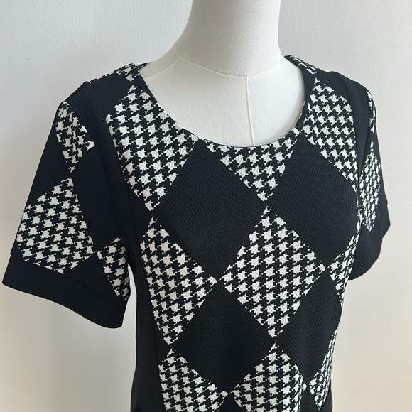 Aryeh Anthropologie Women’s Argyle Houndstooth Goth Maximalist Mini Dress Size S - Picture 2 of 9